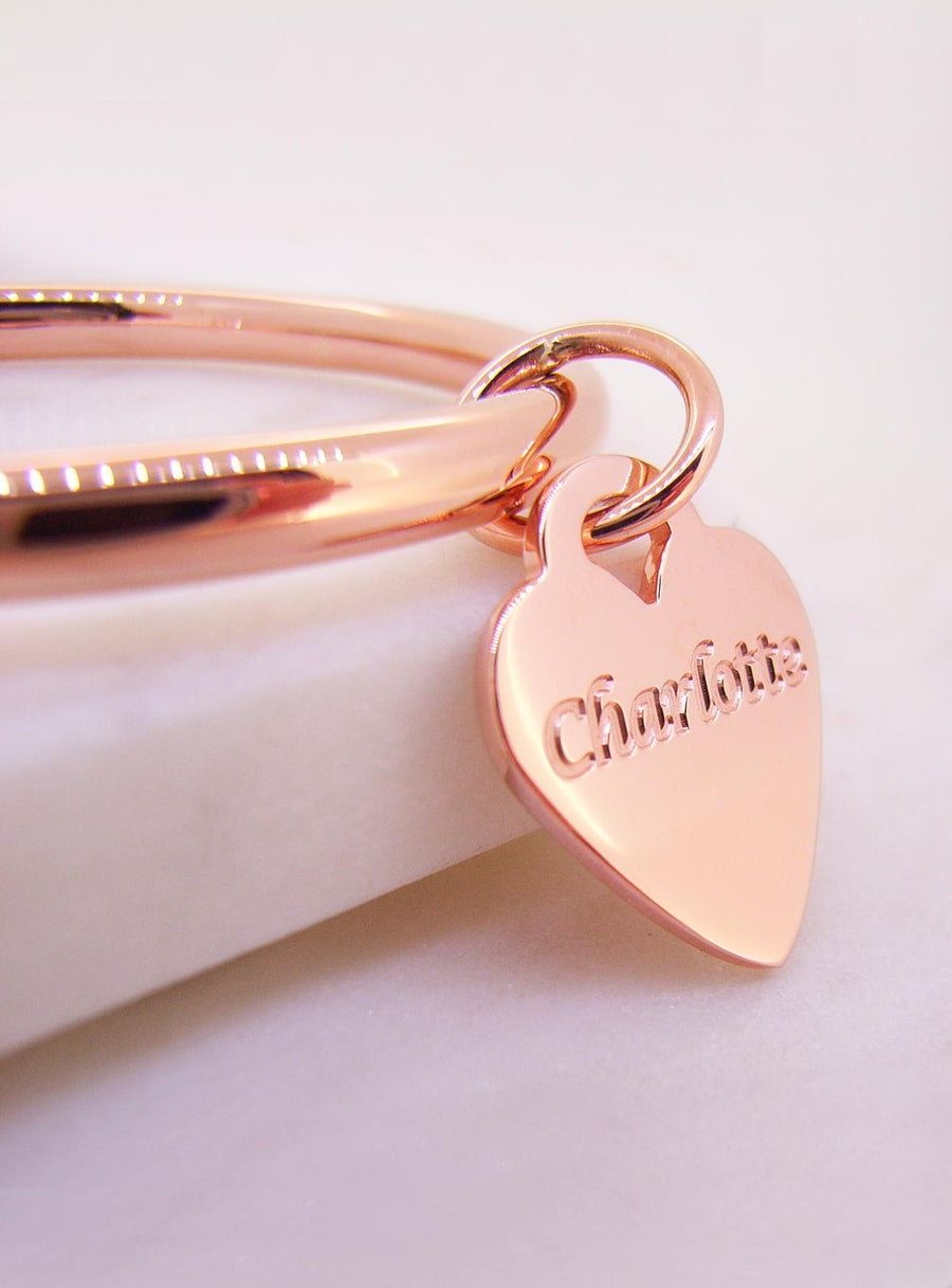 Heart Tag Charm Bangles