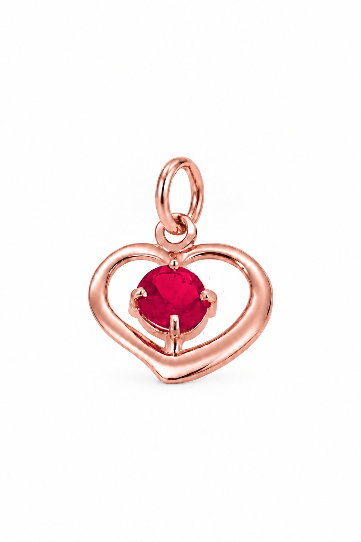 January birthstone open love heart charm pendant in rose gold