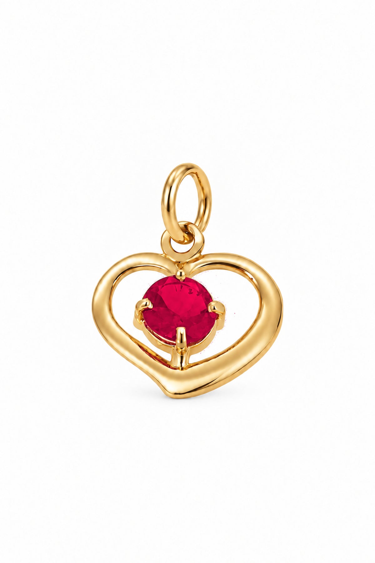 January birthstone open love heart charm pendant in yellow gold