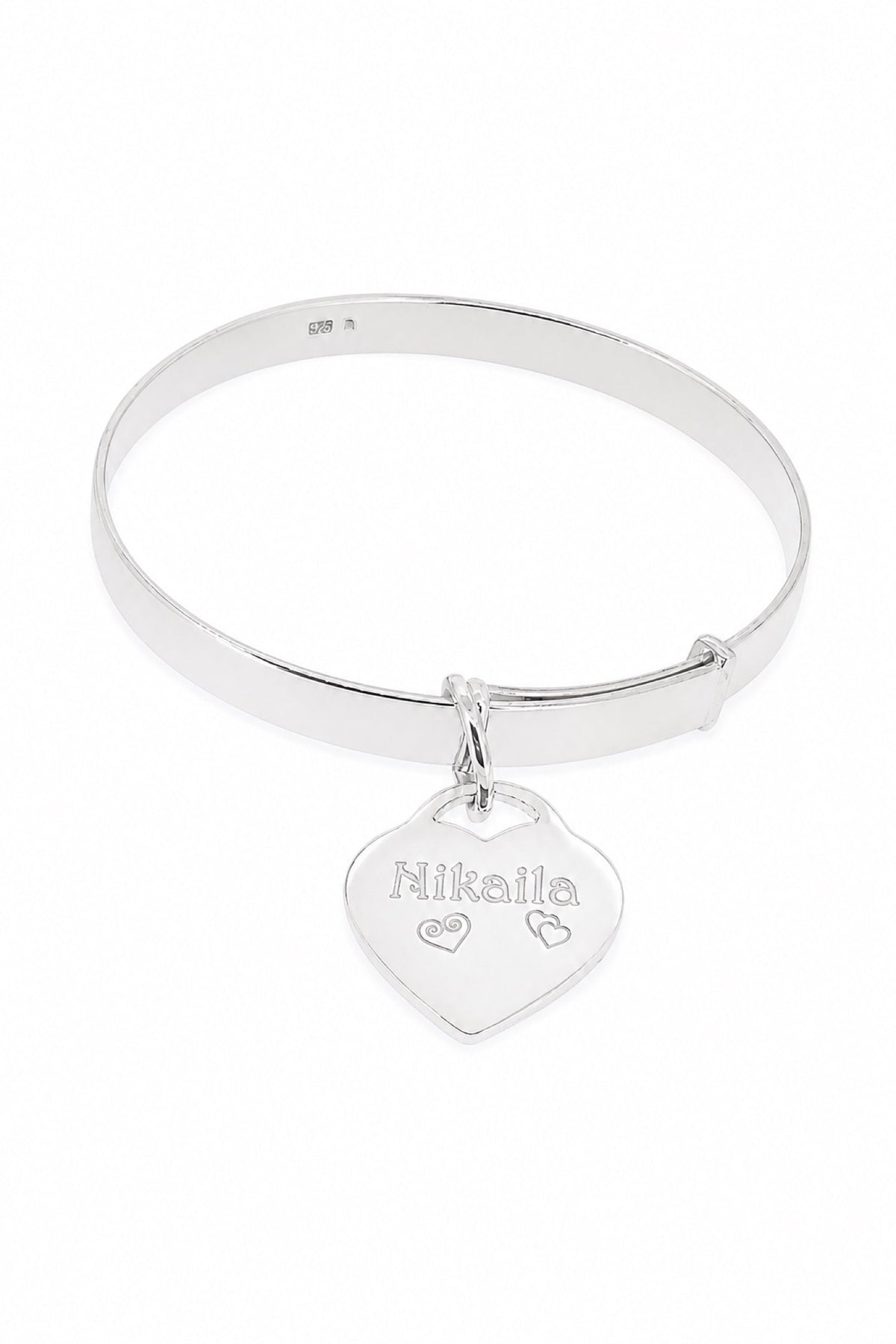 Sterling silver bangle with Nikaila natural engraving