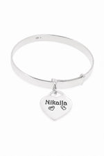 Sterling silver bangle with Nikaila oxidised engraving