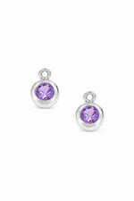 February birthstone charms for sleeper earrings in sterling silver
