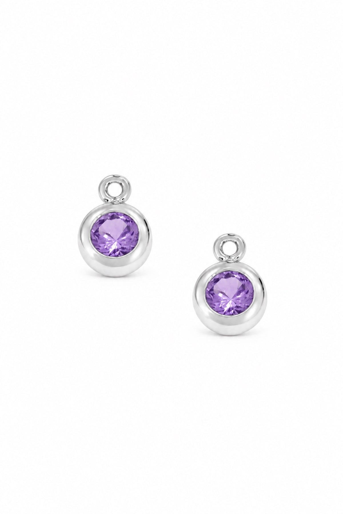 February birthstone charms for sleeper earrings in sterling silver