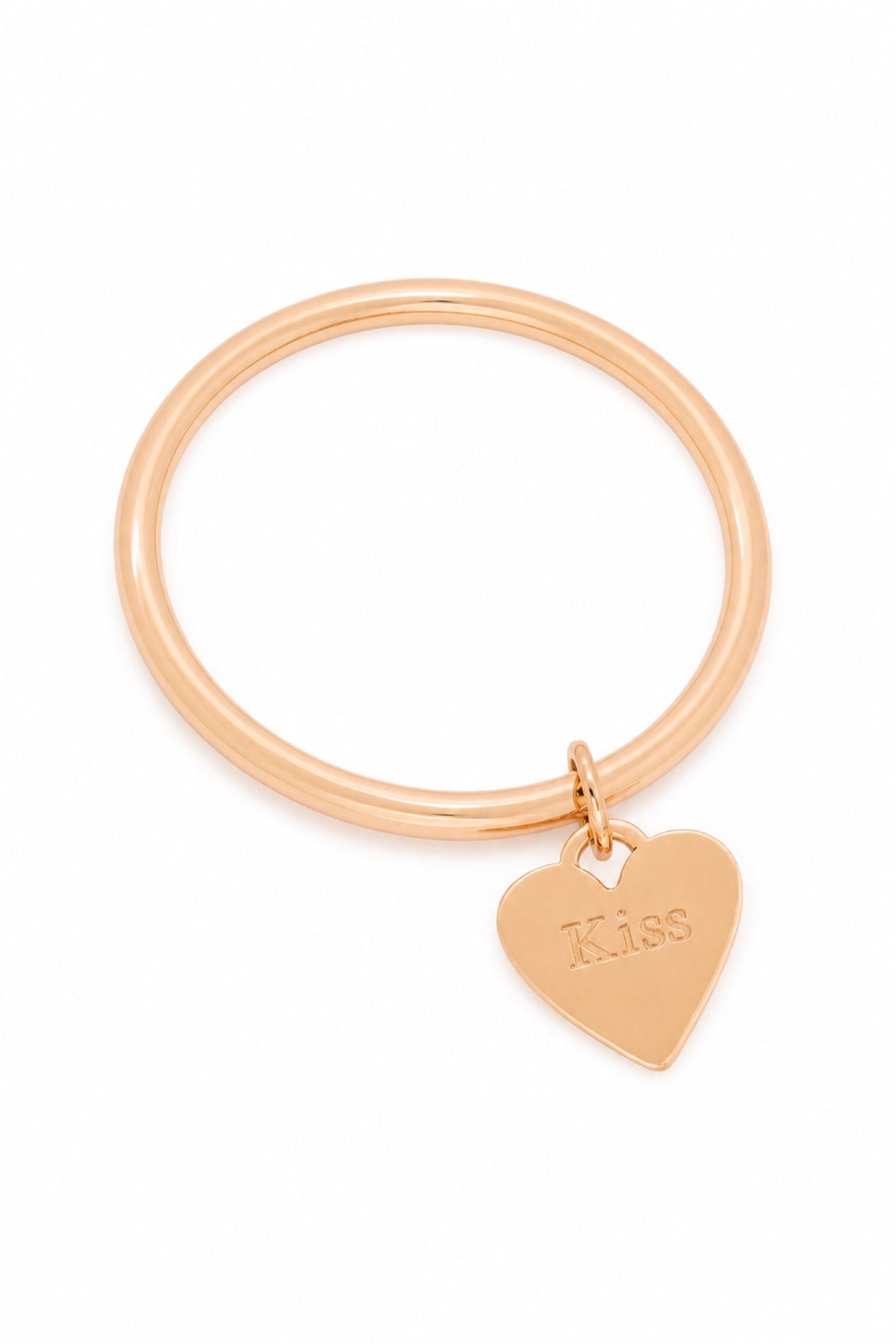 9ct rose gold bangle with Kiss natural engraving