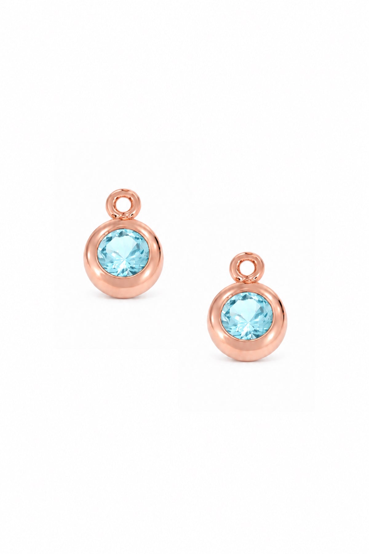 March birthstone charms for sleeper earrings in 9ct rose gold