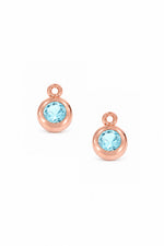 March birthstone charms for sleeper earrings in 9ct rose gold