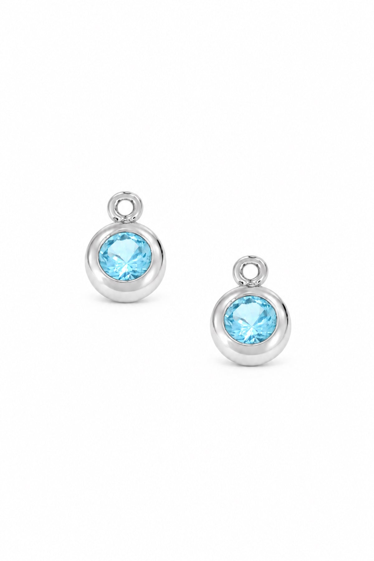 March birthstone charms for sleeper earrings in sterling silver