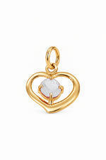 April birthstone open love heart charm pendant in yellow gold