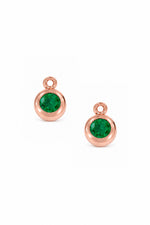 May birthstone charms for sleeper earrings in 9ct rose gold