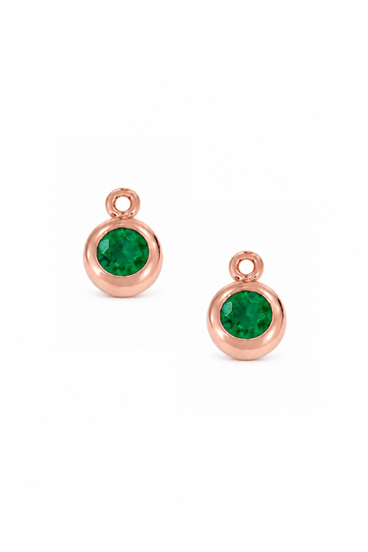 May birthstone charms for sleeper earrings in 9ct rose gold