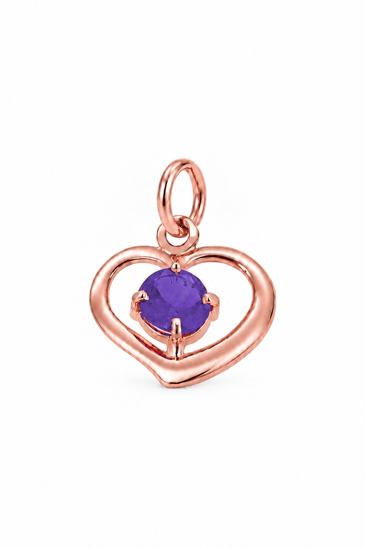 June birthstone open love heart charm pendant in rose gold