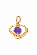 June birthstone open love heart charm pendant in yellow gold