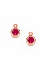 July birthstone charms for sleeper earrings in 9ct rose gold
