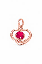 July birthstone open love heart charm pendant in rose gold