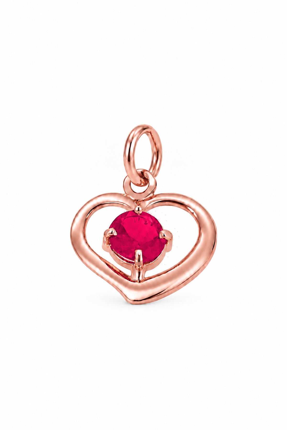 July birthstone open love heart charm pendant in rose gold