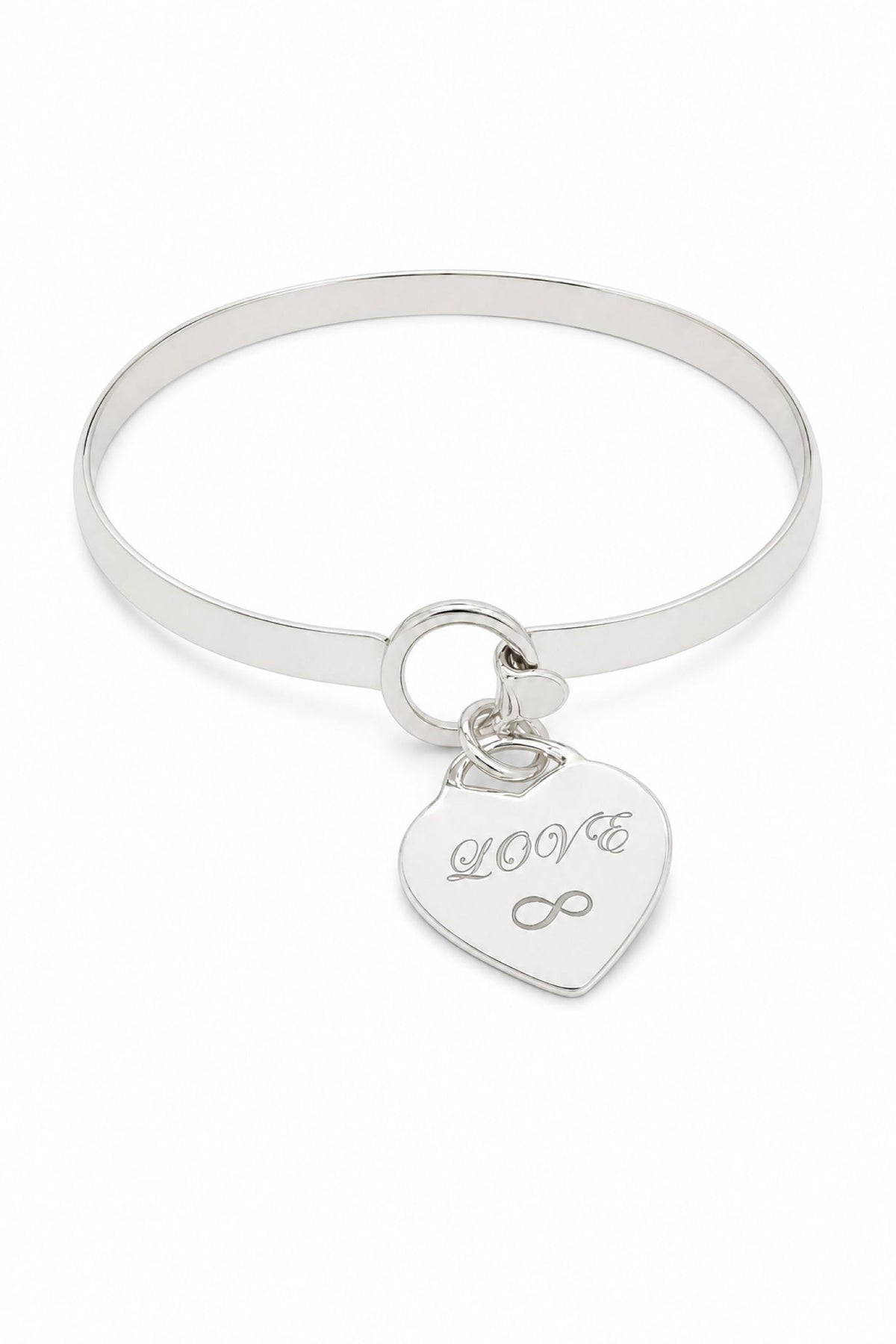 Sterling silver cuff bangle with LOVE natural engraving