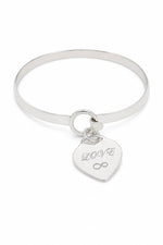 Sterling silver cuff bangle with LOVE natural engraving