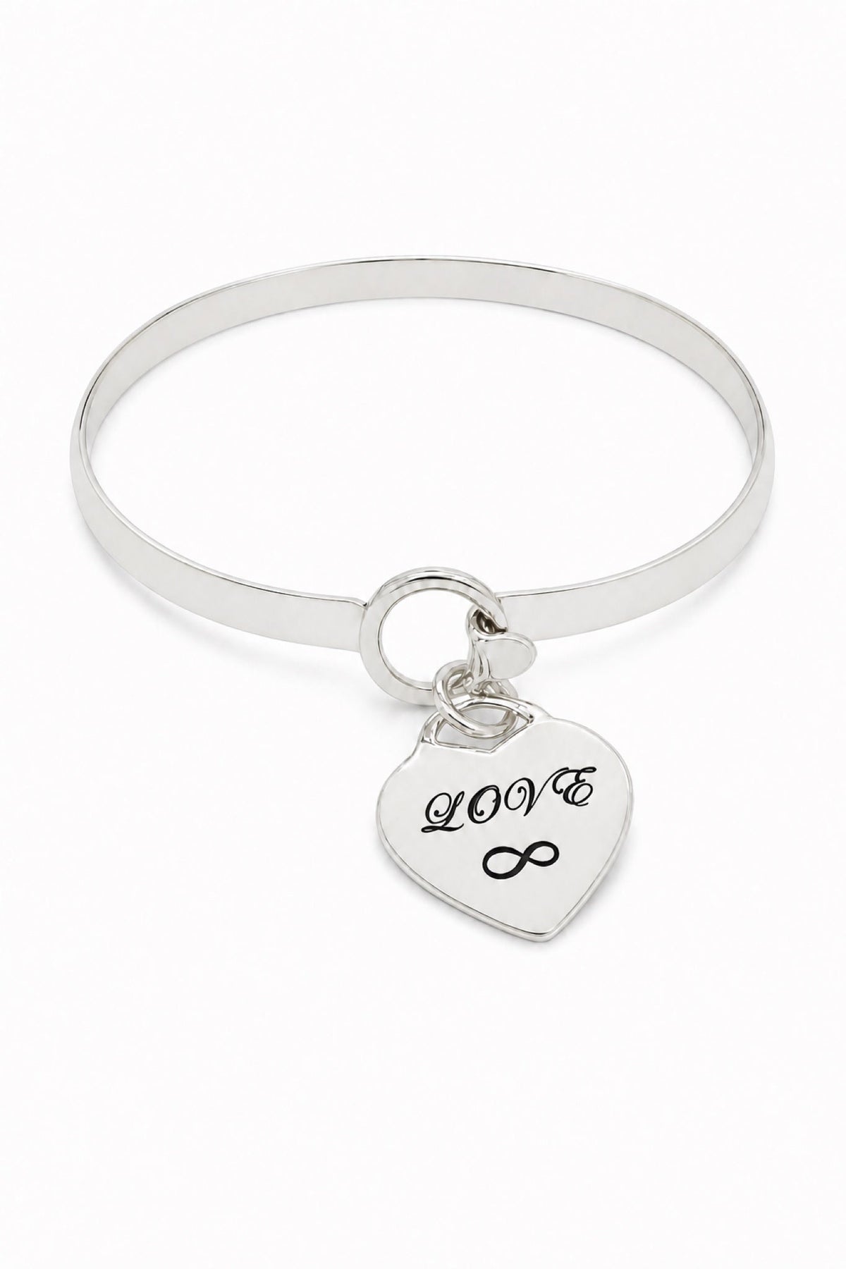Sterling silver cuff bangle with LOVE oxidised engraving