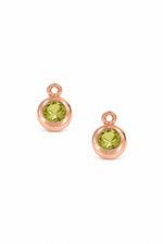 August birthstone charms for sleeper earrings in 9ct rose gold