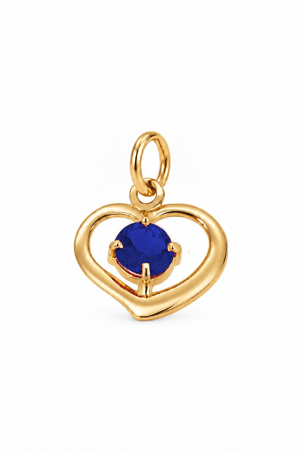 September birthstone open love heart charm pendant in yellow gold