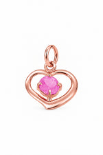 October birthstone open love heart charm pendant in rose gold