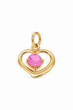 October birthstone open love heart charm pendant in yellow gold