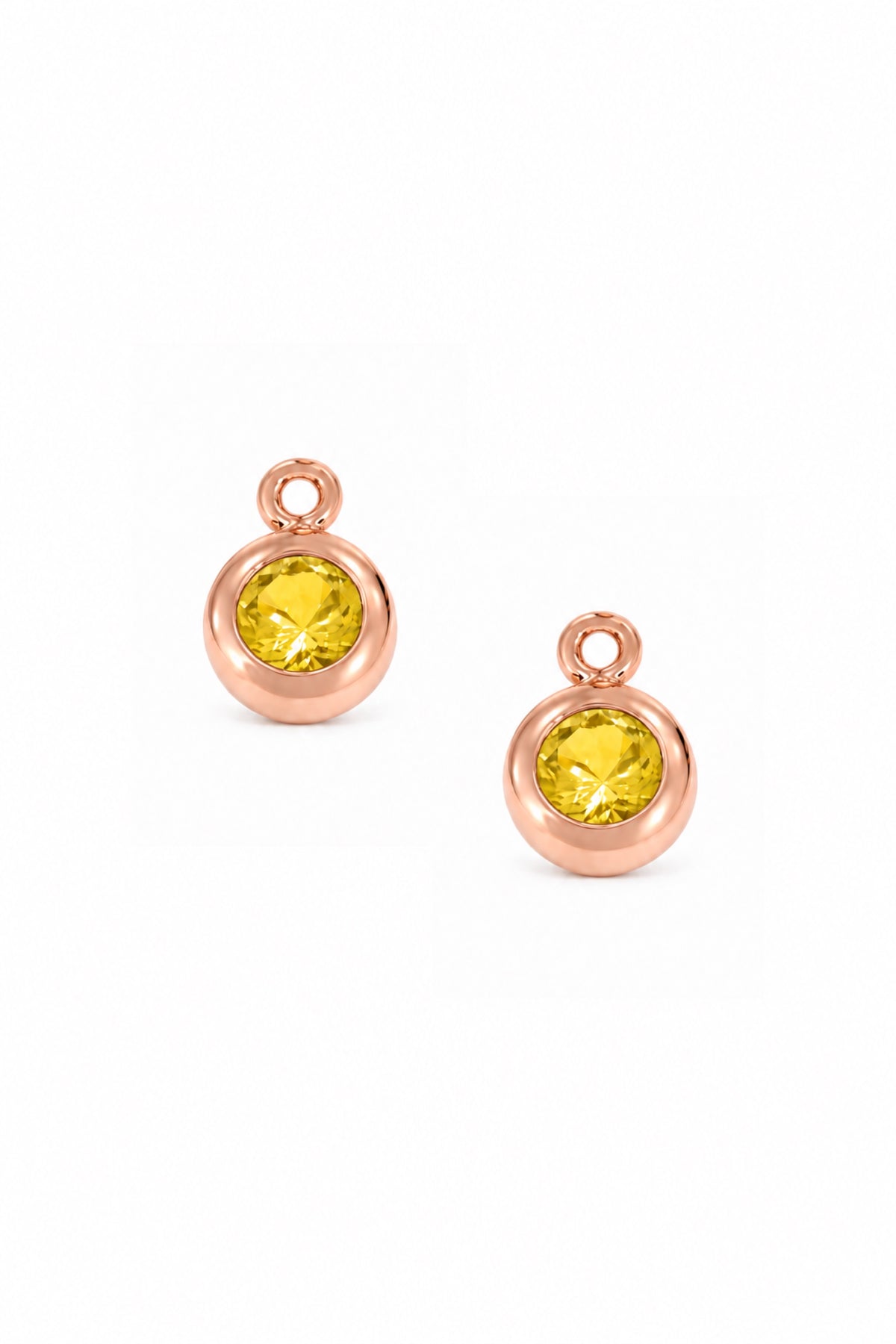 November birthstone charms for sleeper earrings in 9ct rose gold