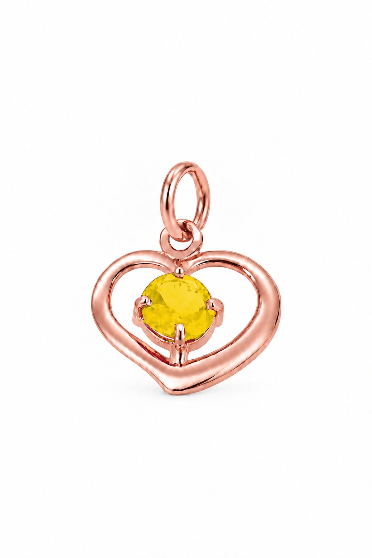 November birthstone open love heart charm pendant in rose gold