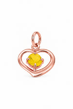 November birthstone open love heart charm pendant in rose gold