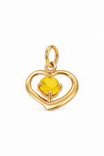 November birthstone open love heart charm pendant in yellow gold