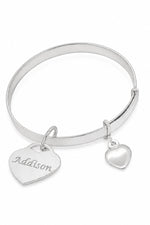 Sterling silver bangle with Addison natural engraving