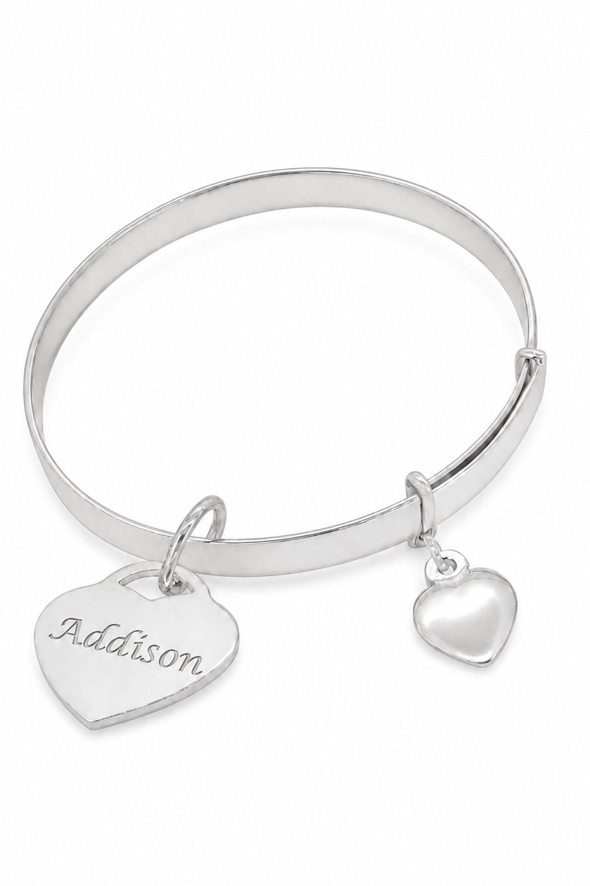Sterling silver bangle with Addison natural engraving