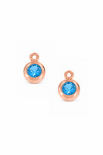 December birthstone charms for sleeper earrings in 9ct rose gold