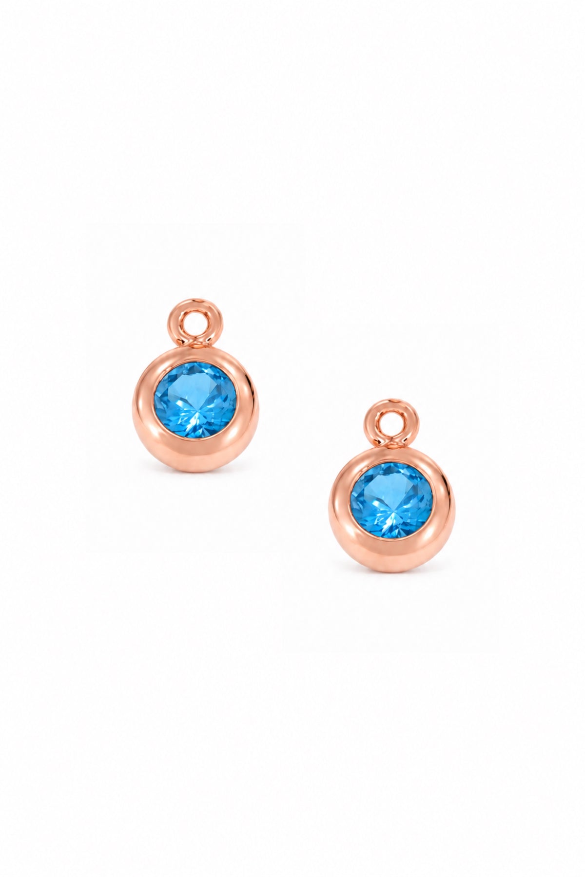 December birthstone charms for sleeper earrings in 9ct rose gold