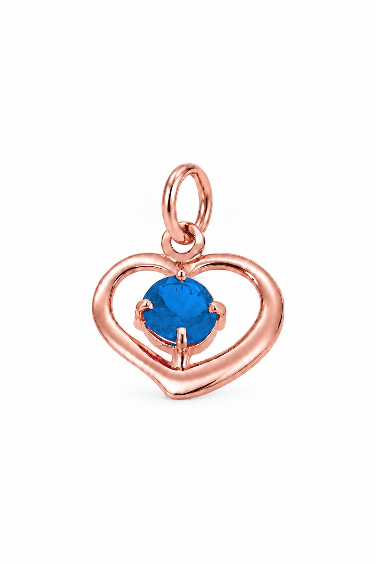 December birthstone open love heart charm pendant in rose gold