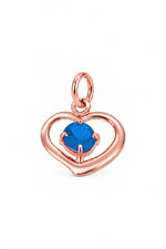 December birthstone open love heart charm pendant in rose gold