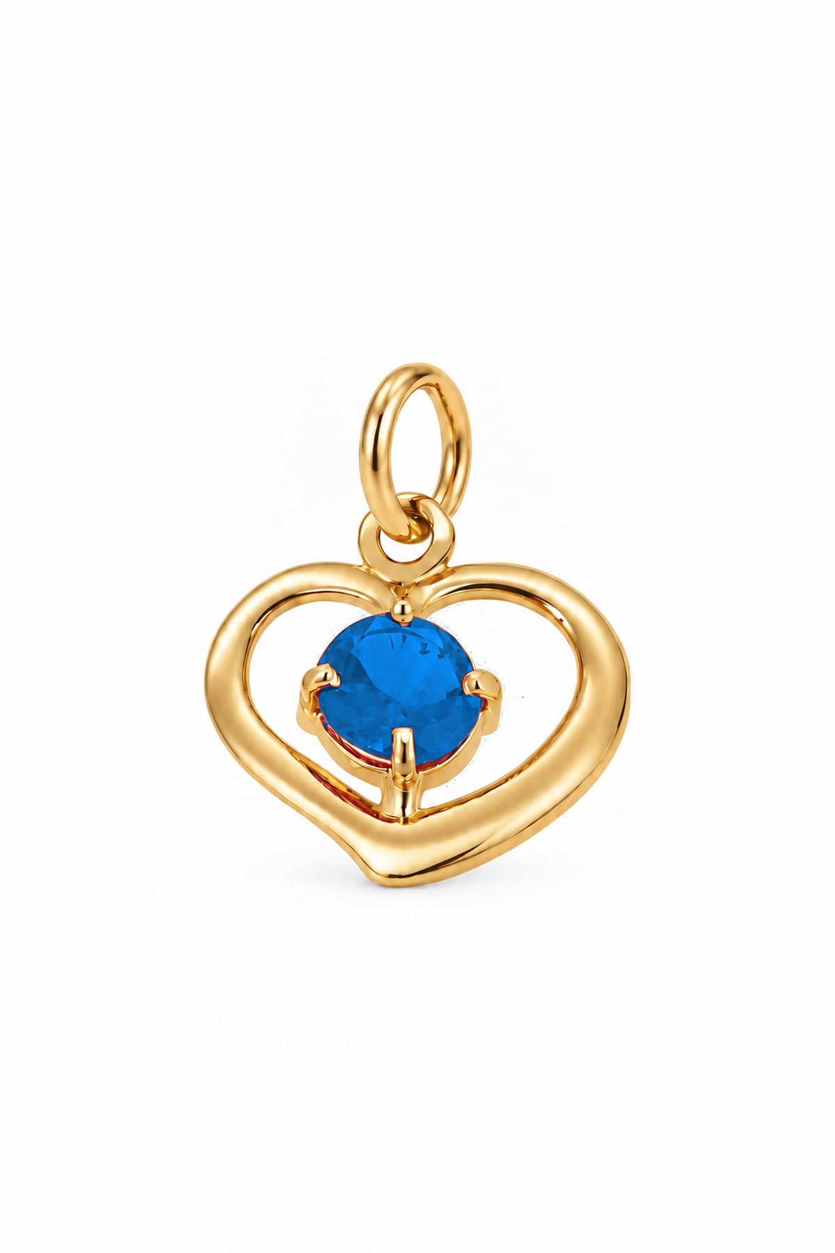 December birthstone open love heart charm pendant in yellow gold