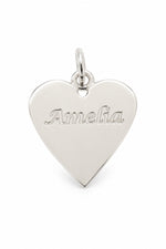Sterling silver 16mm personalised Amelia heart pendant with natural engraving