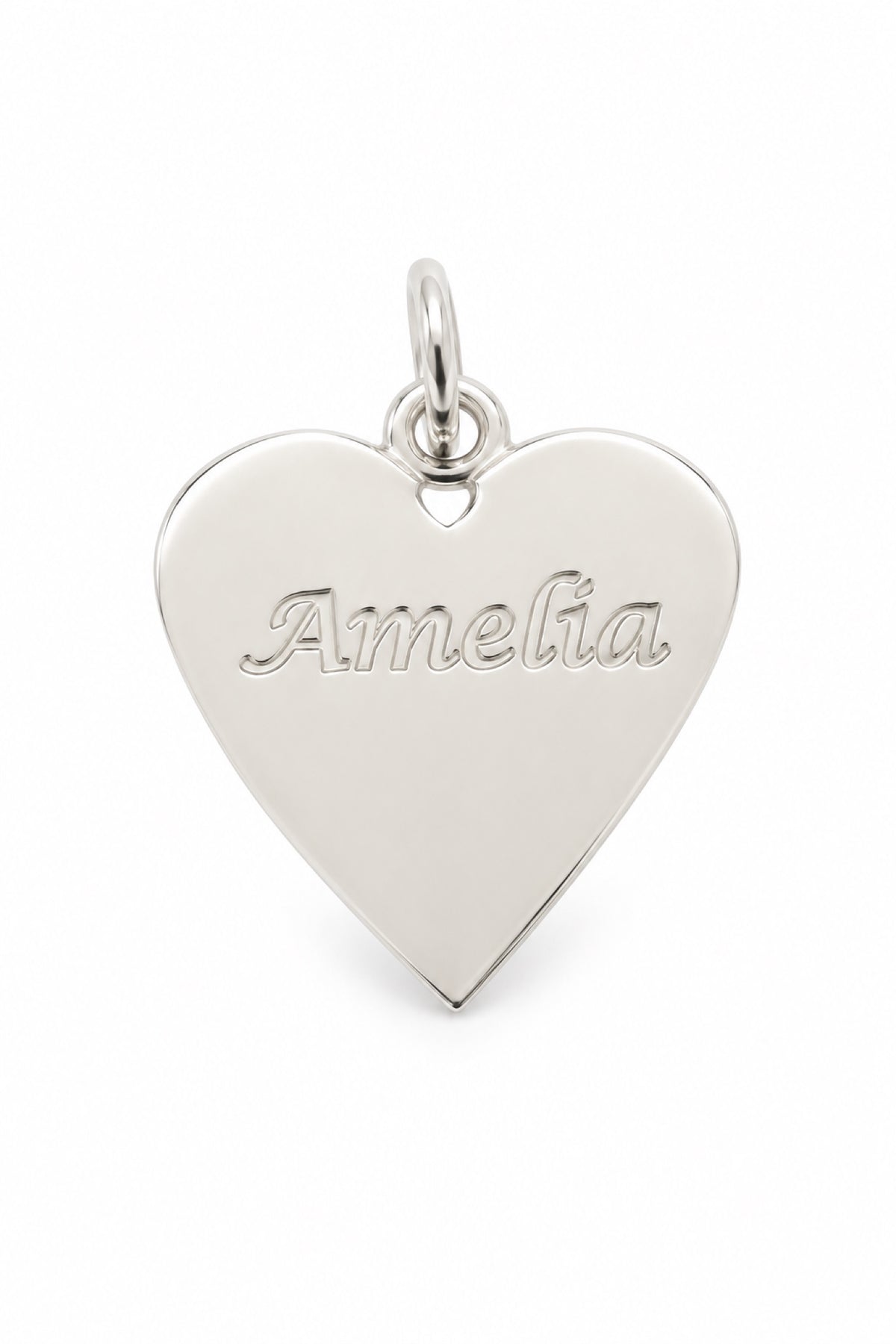 Sterling silver 16mm personalised Amelia heart pendant with natural engraving