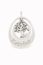19mm Small Oval Tree of Life Pendant - Natural engraving