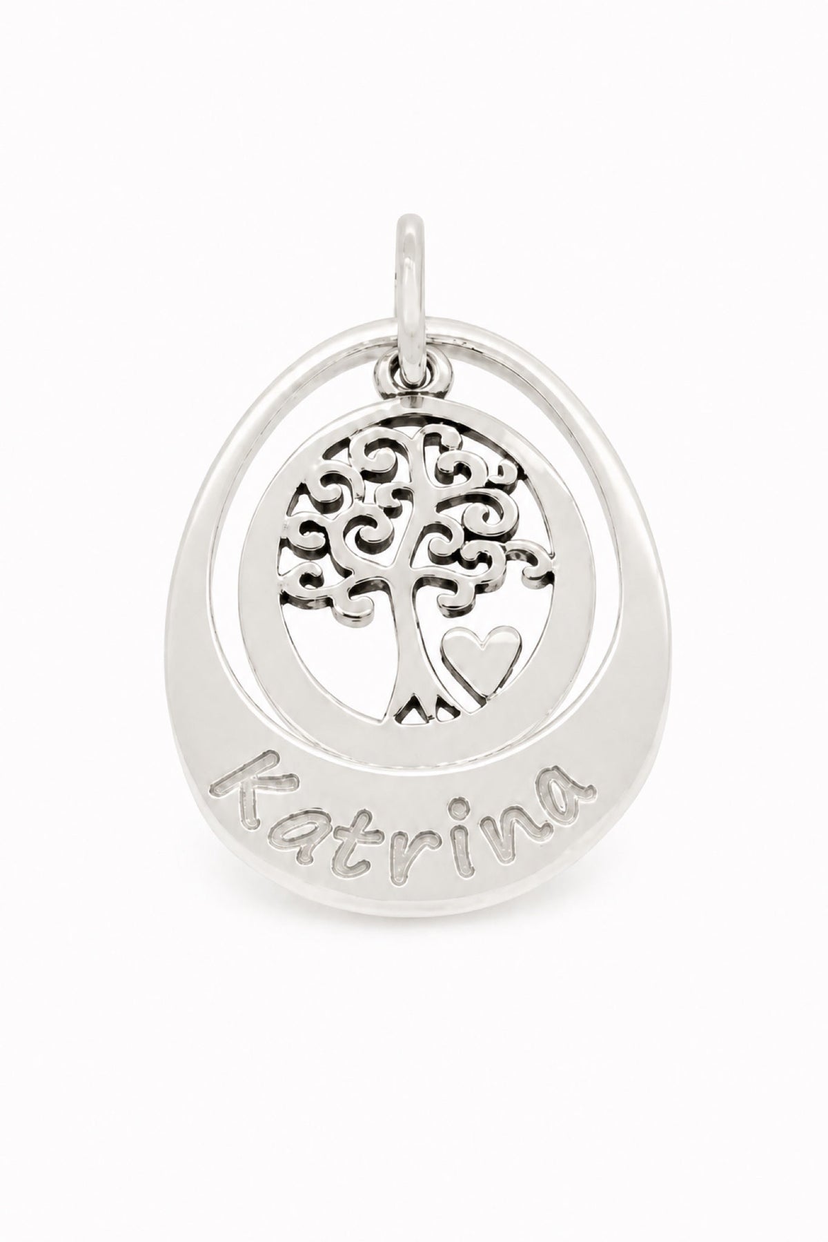 19mm Small Oval Tree of Life Pendant - Natural engraving