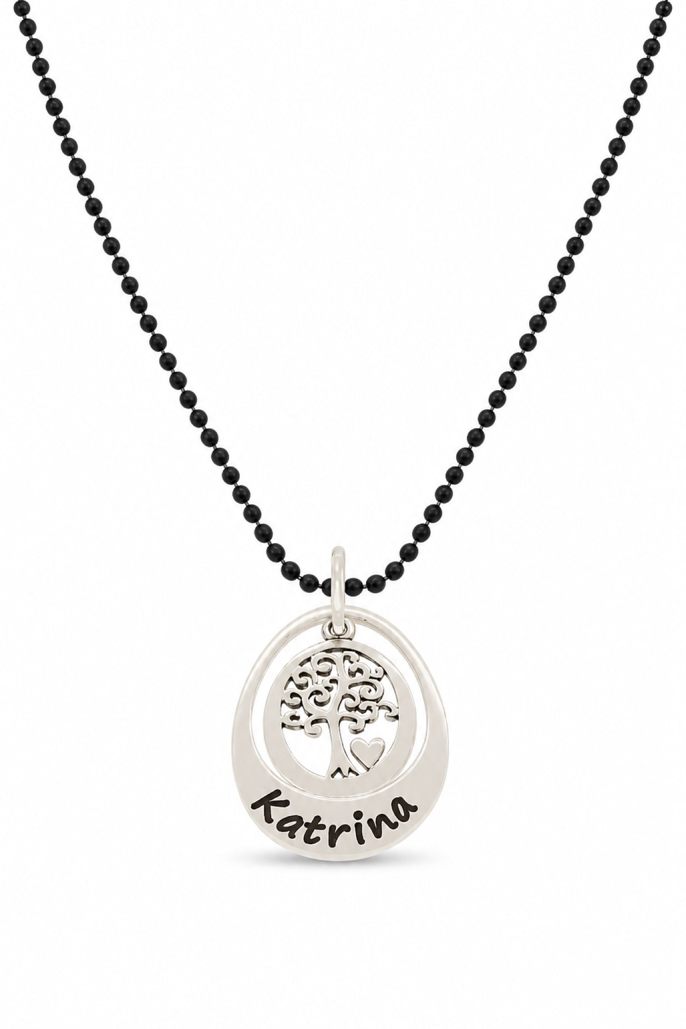 19mm Small Oval Tree of Life Necklace - Oxidised engraving
