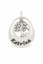19mm Small Oval Tree of Life Pendant - Oxidised engraving
