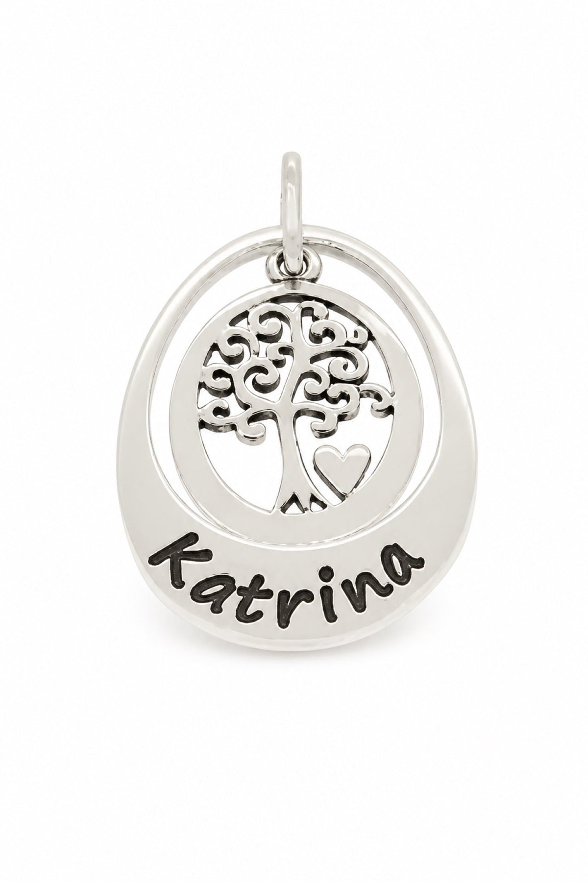 19mm Small Oval Tree of Life Pendant - Oxidised engraving