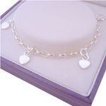 STERLING SILVER 6mm HEART CHARM BELCHER BRACELET