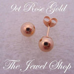 9CT ROSE GOLD 5mm BALL STUD EARRINGS
