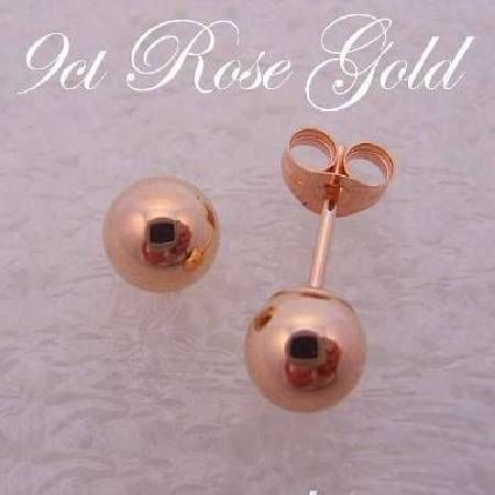 9CT ROSE GOLD 6mm BALL STUD EARRINGS