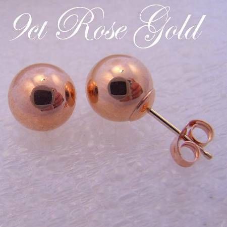 9CT ROSE GOLD 8mm BALL STUD EARRINGS