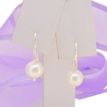 STERLING SILVER EUROBALL DESIGN 6mm FRESHWATER PEARLS DESIGNER EARRINGS