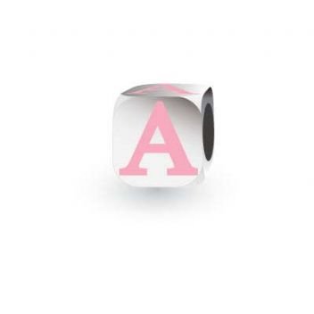 MY LITTLE ANGEL BABYLINKS ALPHABET BEAD CHARM PINK LETTER A -BL-A-PK